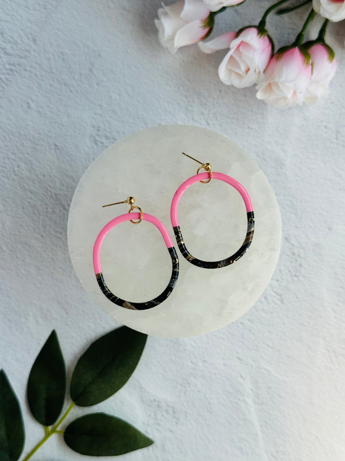 Black Agate Summer - Large Skinny Ring Posts