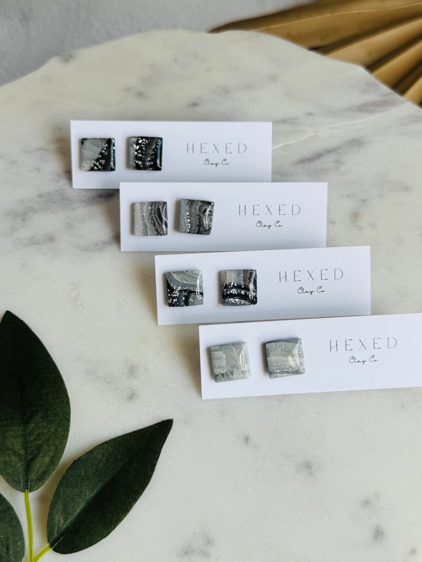 Black Agate Summer - Square Agate Studs