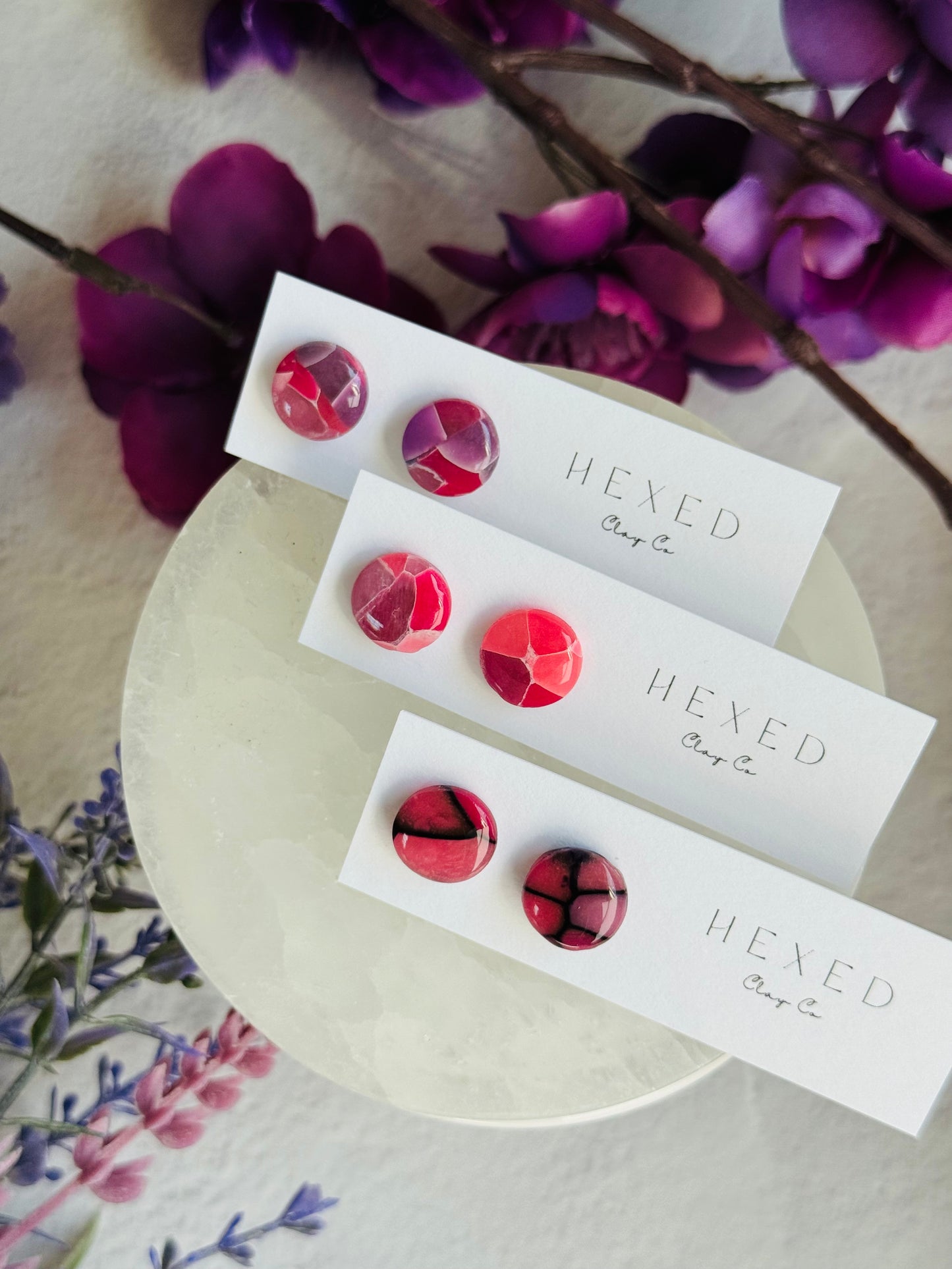Purple "Stained Glass" - Round Studs