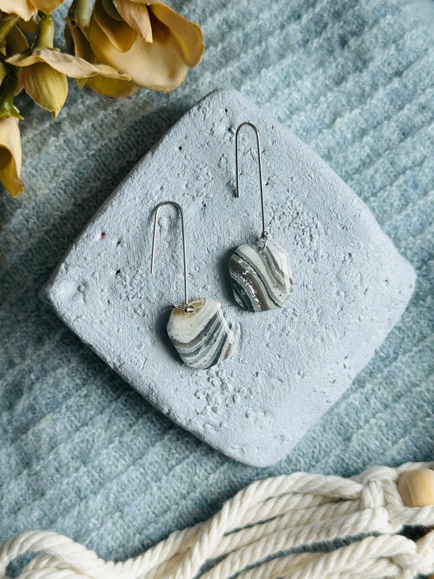 Air Agate - Diamond Cut Square Drop