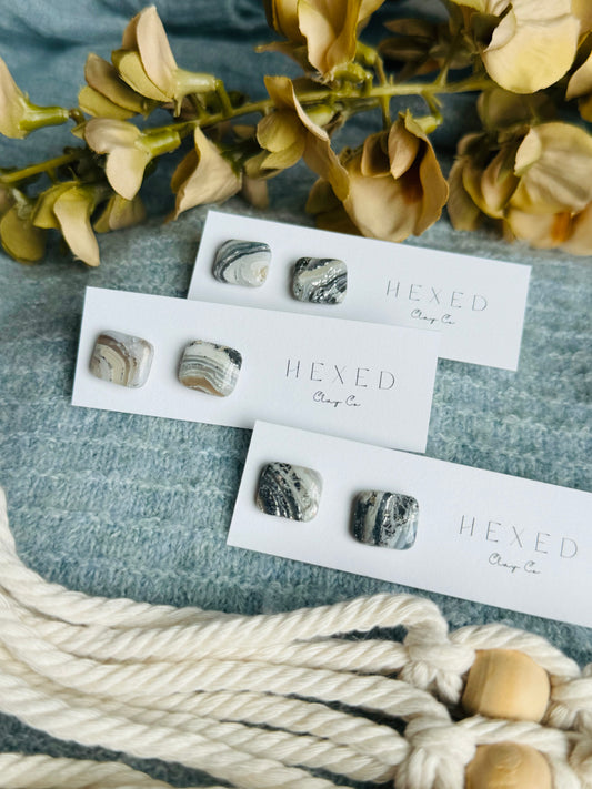Air Agate - Rounded Square Studs