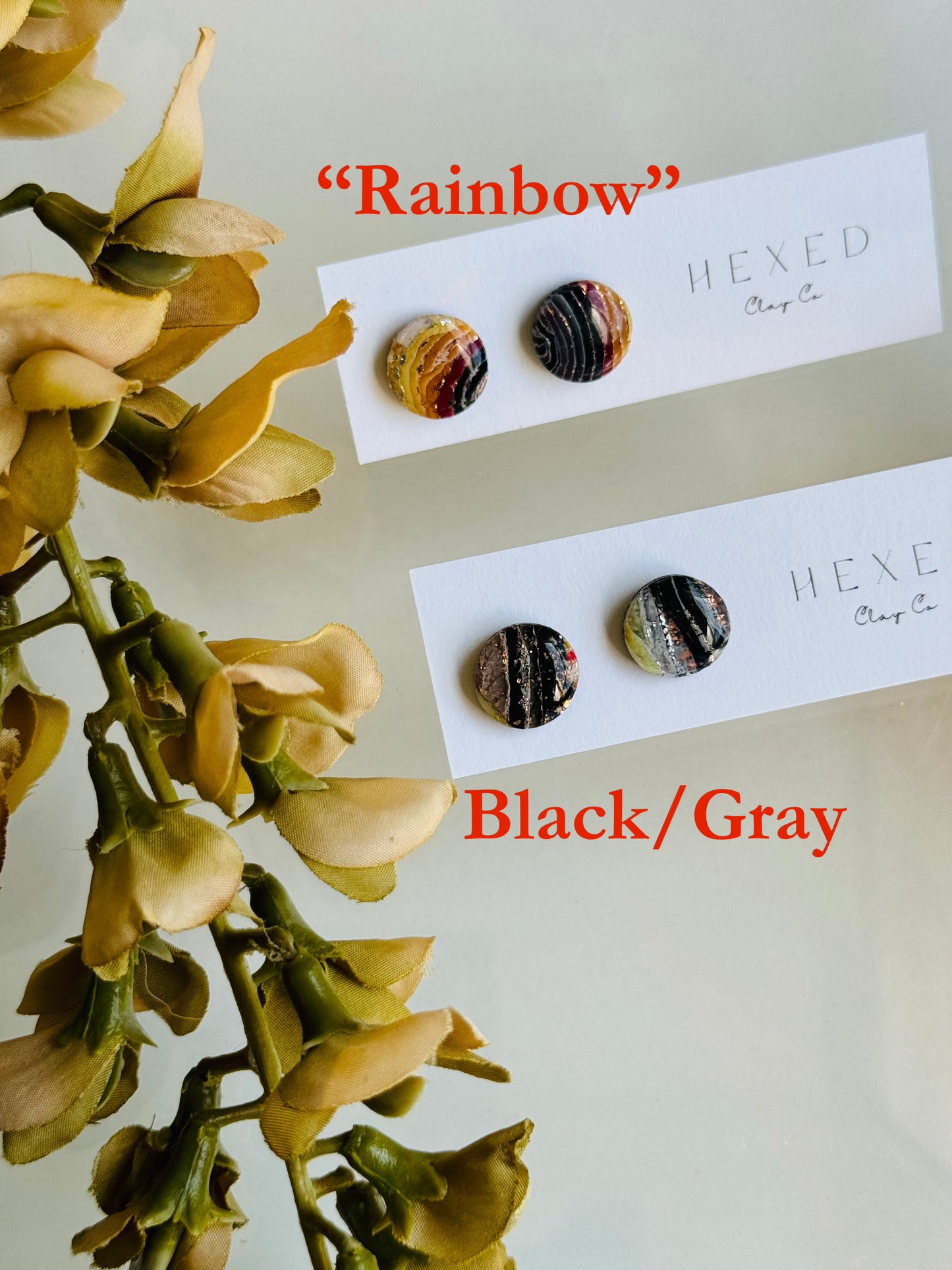 Fire Agate- Round Stud