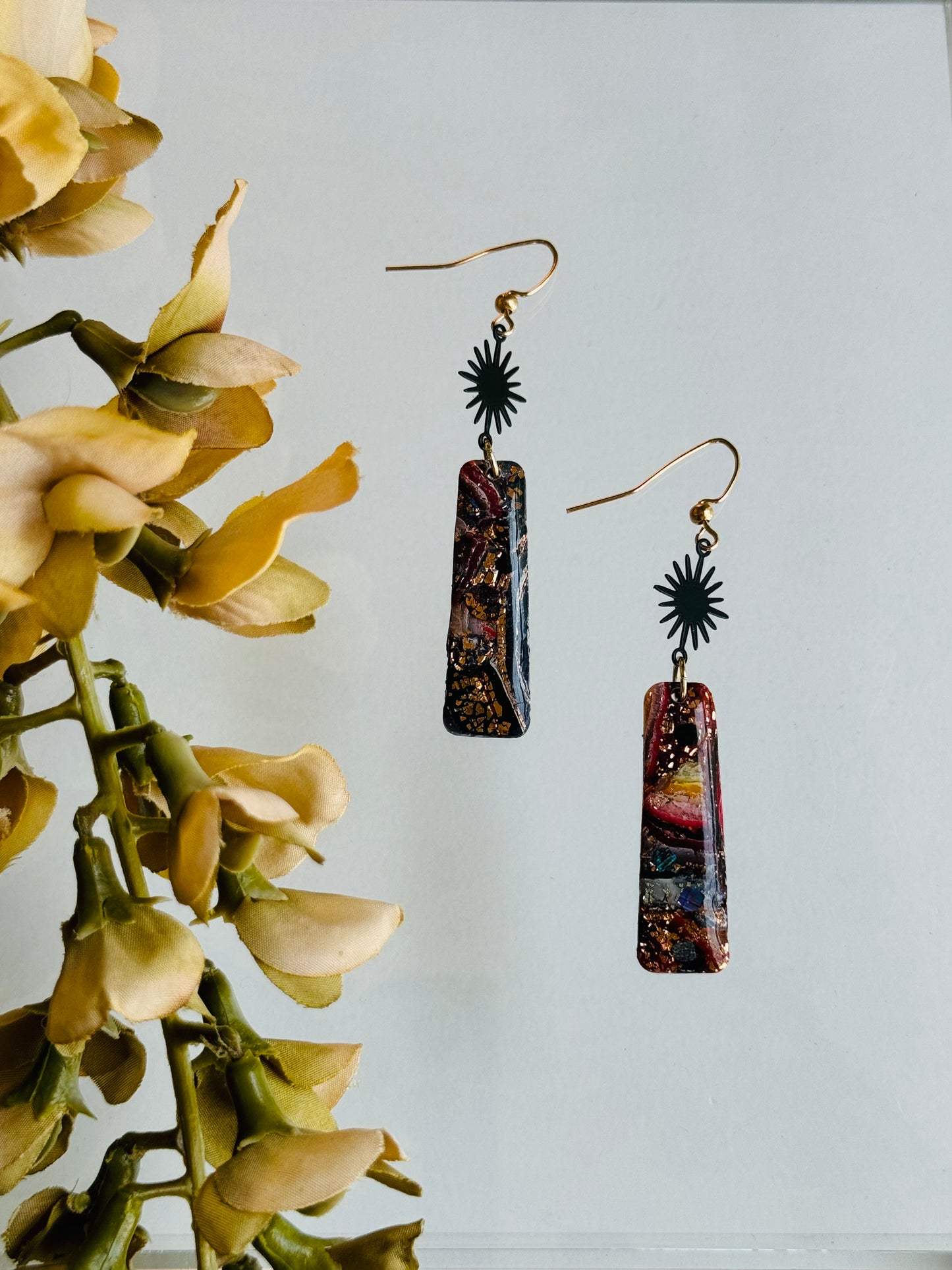 Fire Agate - Tapered Rectangle Earring