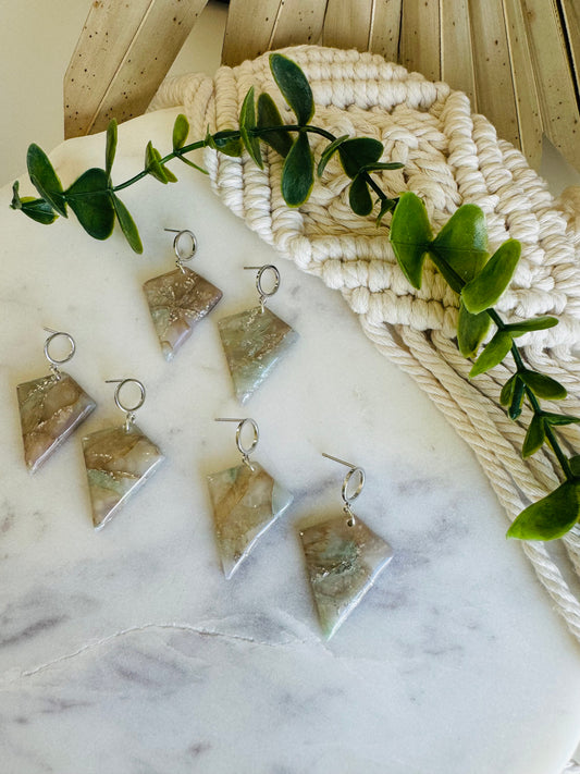 Taupe & Mint Stone -  Arrowhead Earring