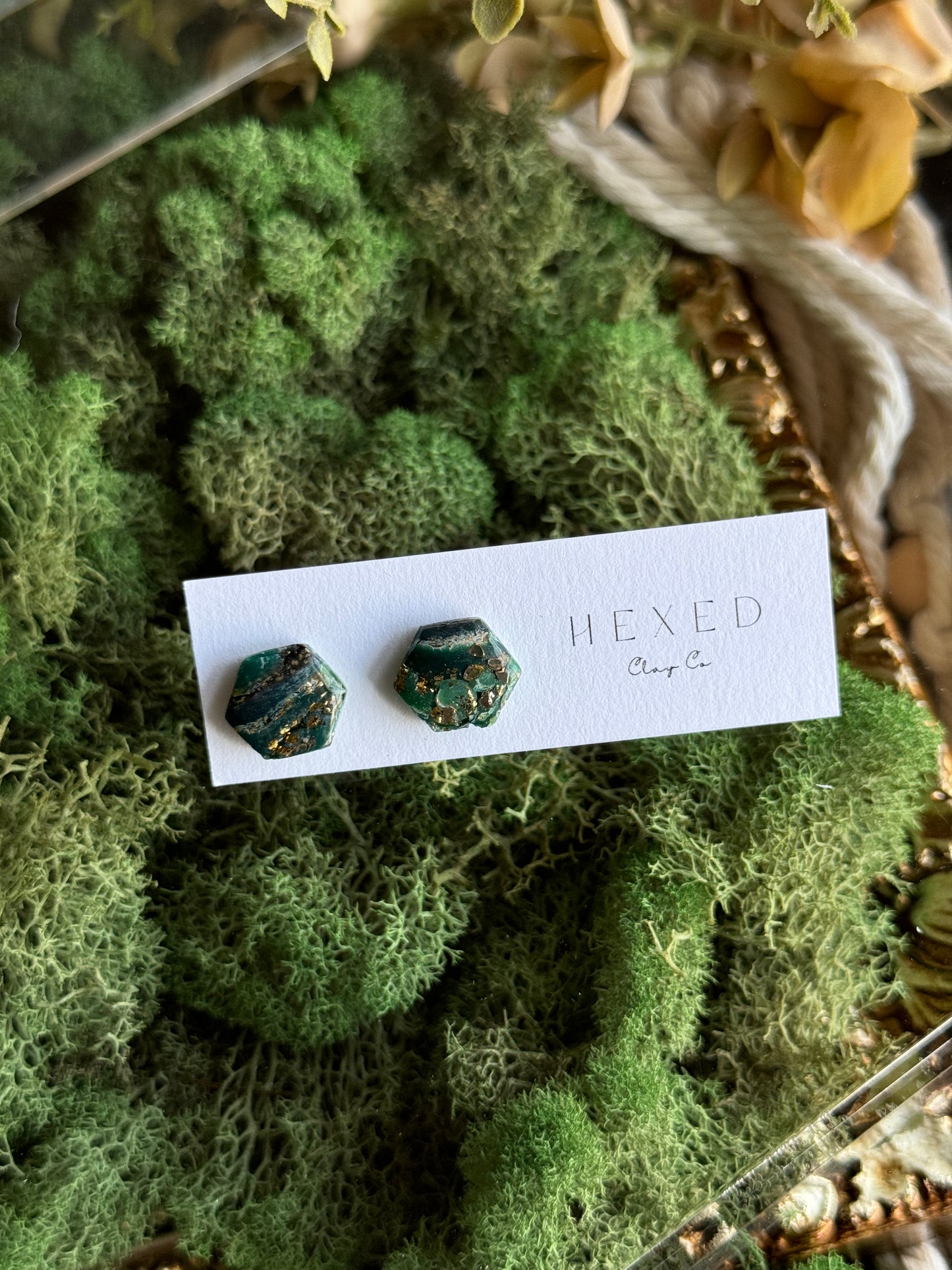 Earth Agate - Hex Stud