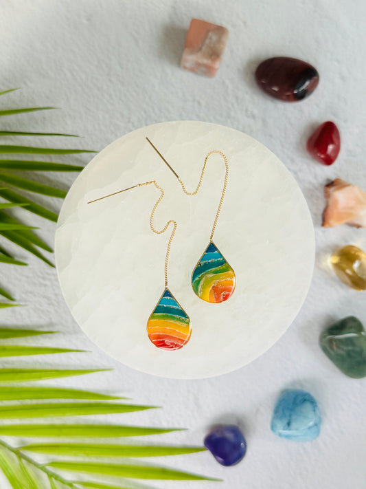Rainbow Agate -Teardrop Threaders!