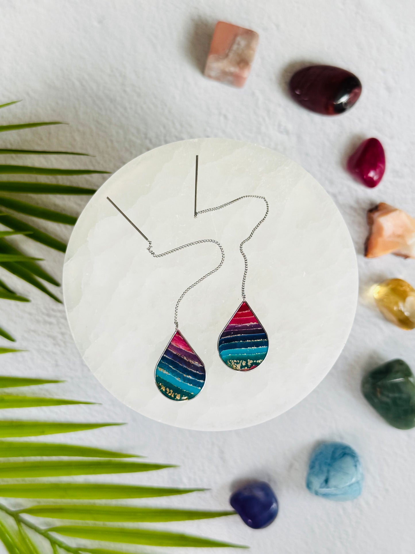 Rainbow Agate -Teardrop Threaders!