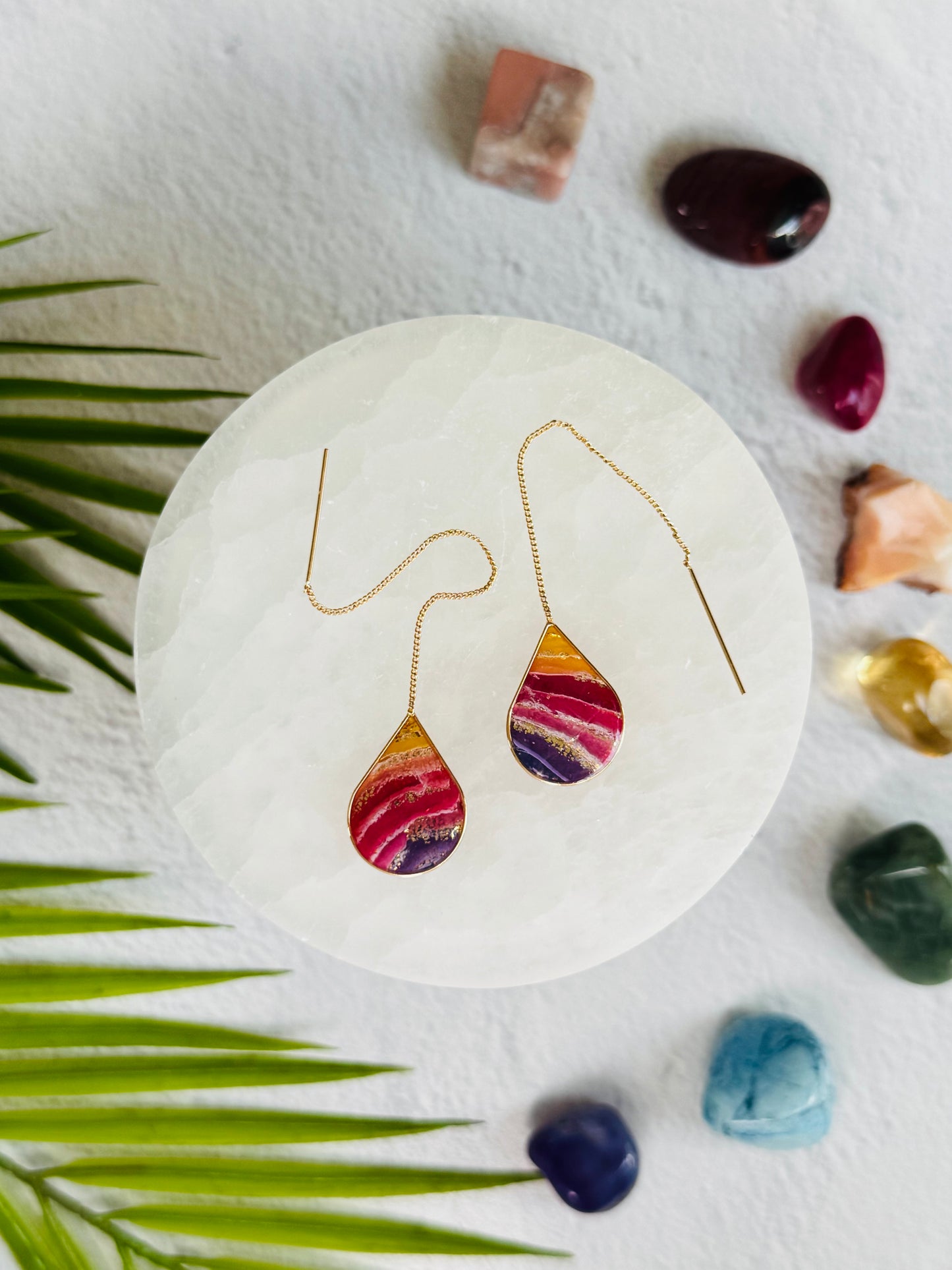 Rainbow Agate -Teardrop Threaders!