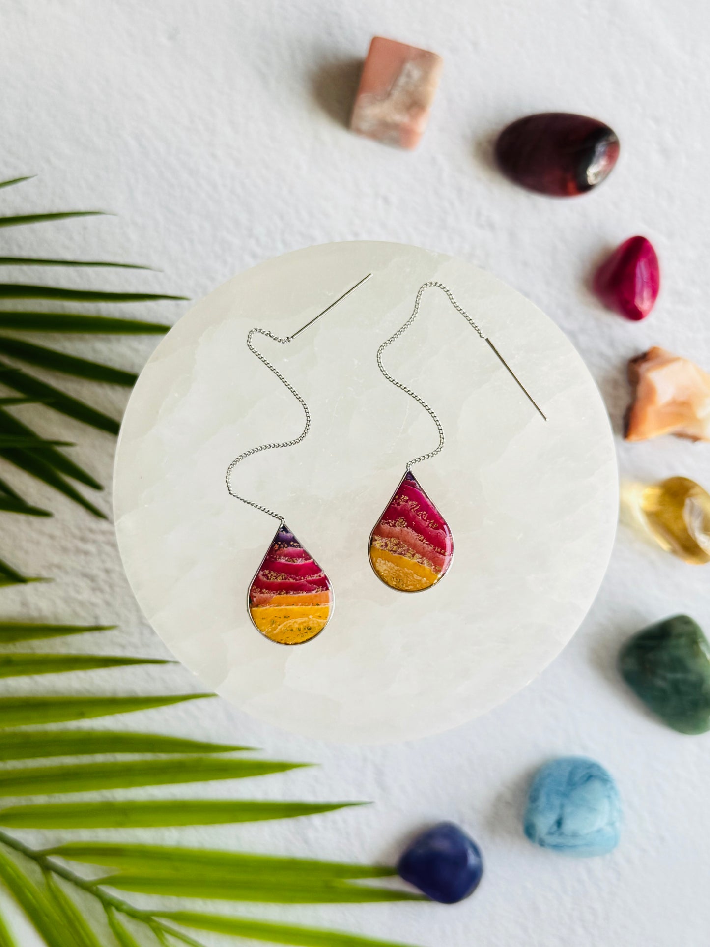 Rainbow Agate -Teardrop Threaders!
