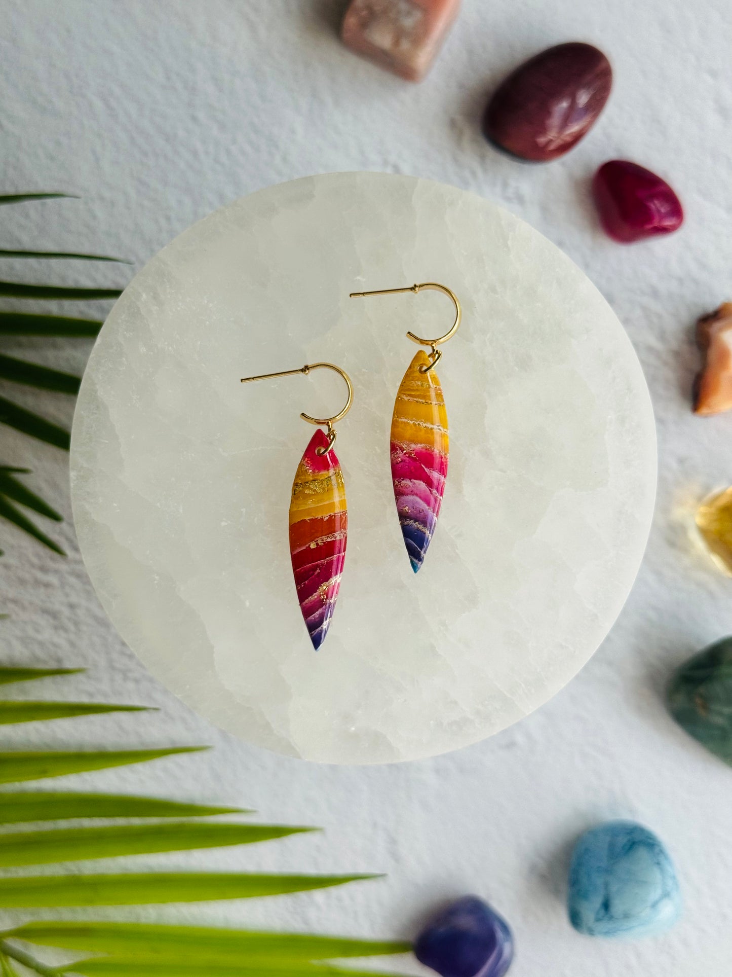 Rainbow Agate - Pointy Dagger & Cuff Post