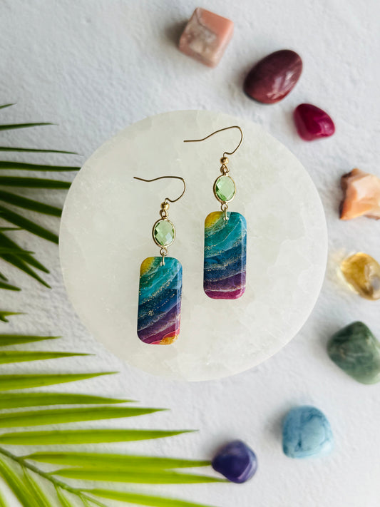 Rainbow Agate - Rounded Rectangle & Gem