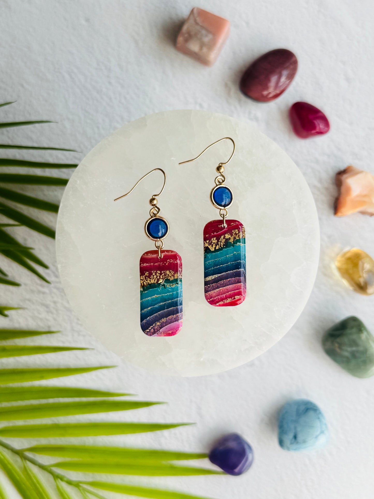 Rainbow Agate - Rounded Rectangle & Gem