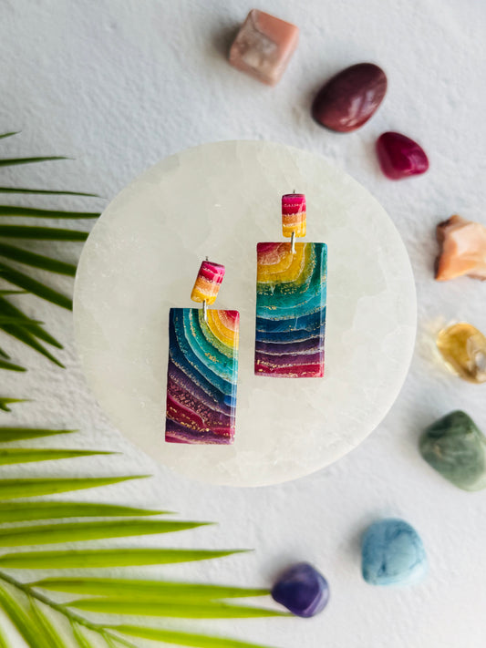 Rainbow Agate - Large Rectangle Duo