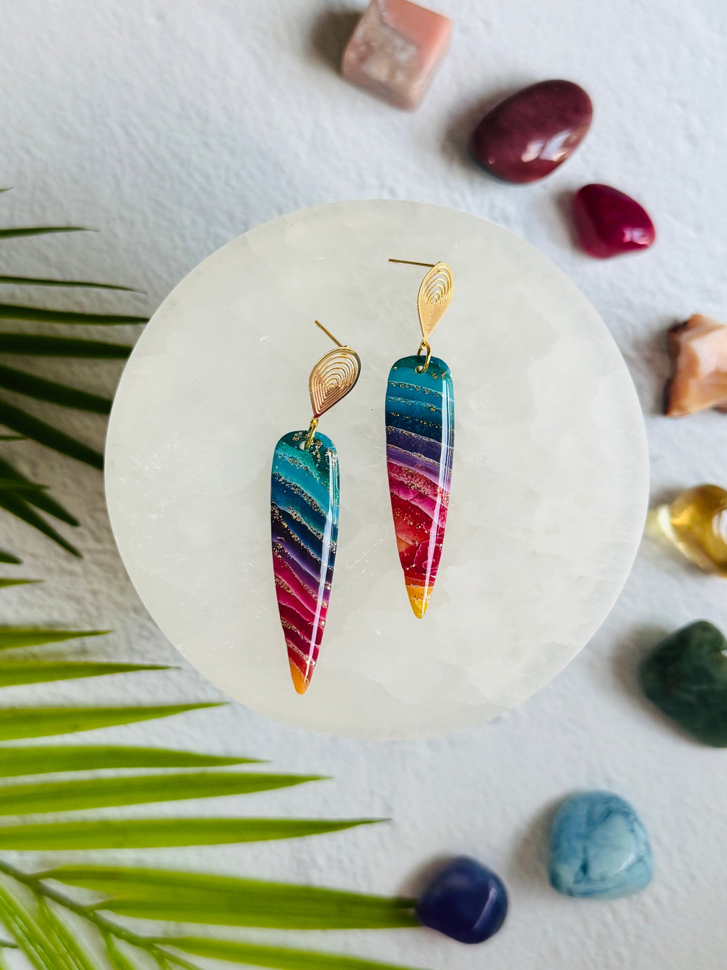 Rainbow Agate - "Elara" Earring