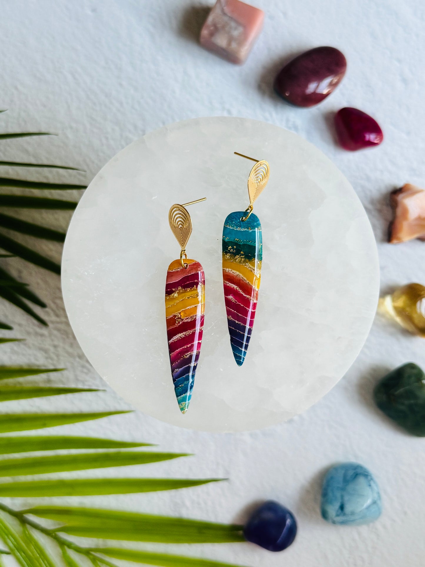 Rainbow Agate - "Elara" Earring