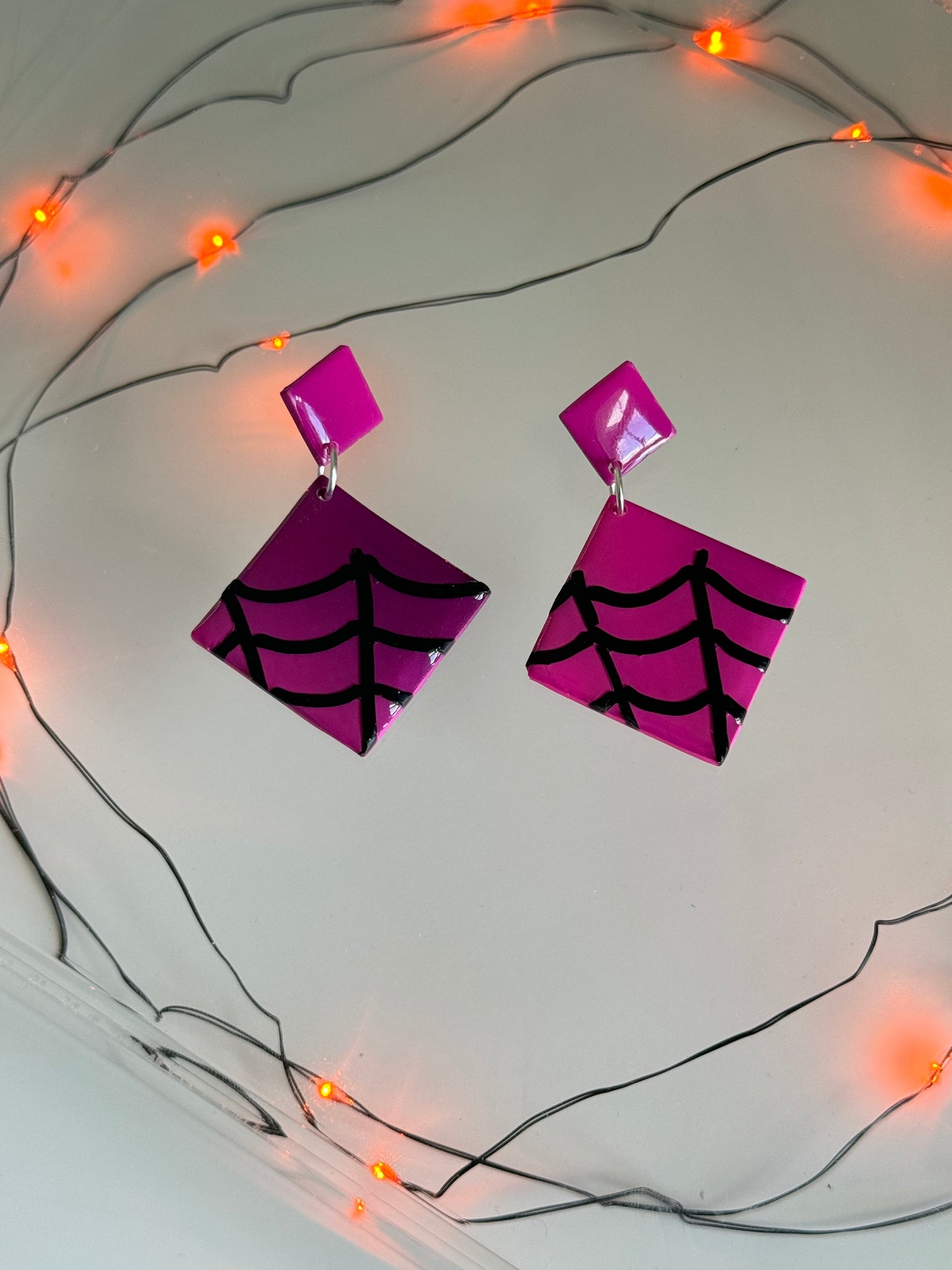 Beetlejuice - Purple/Pink Spiderweb Square Duo