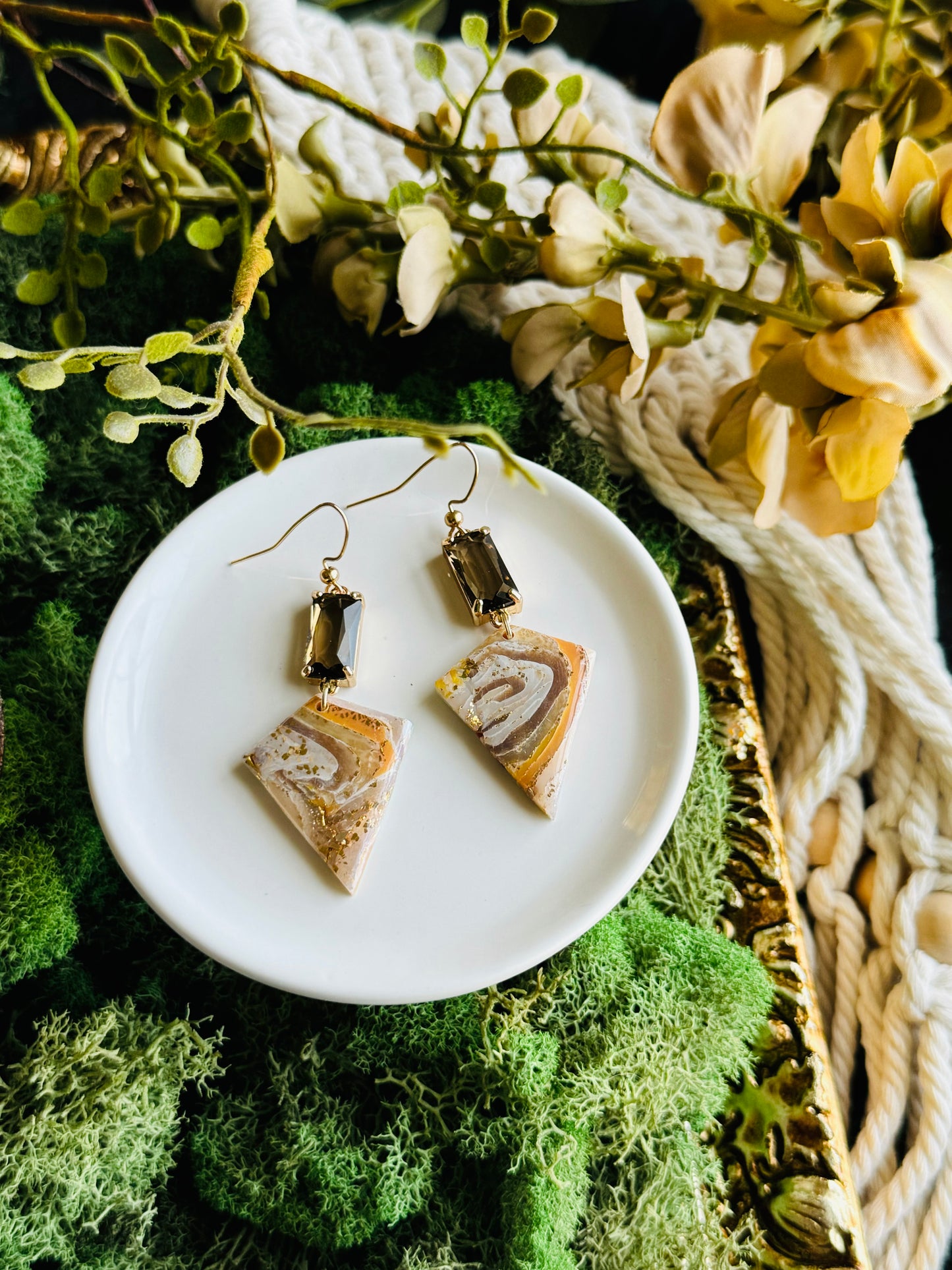 Earth Agate - Arrowhead Earring