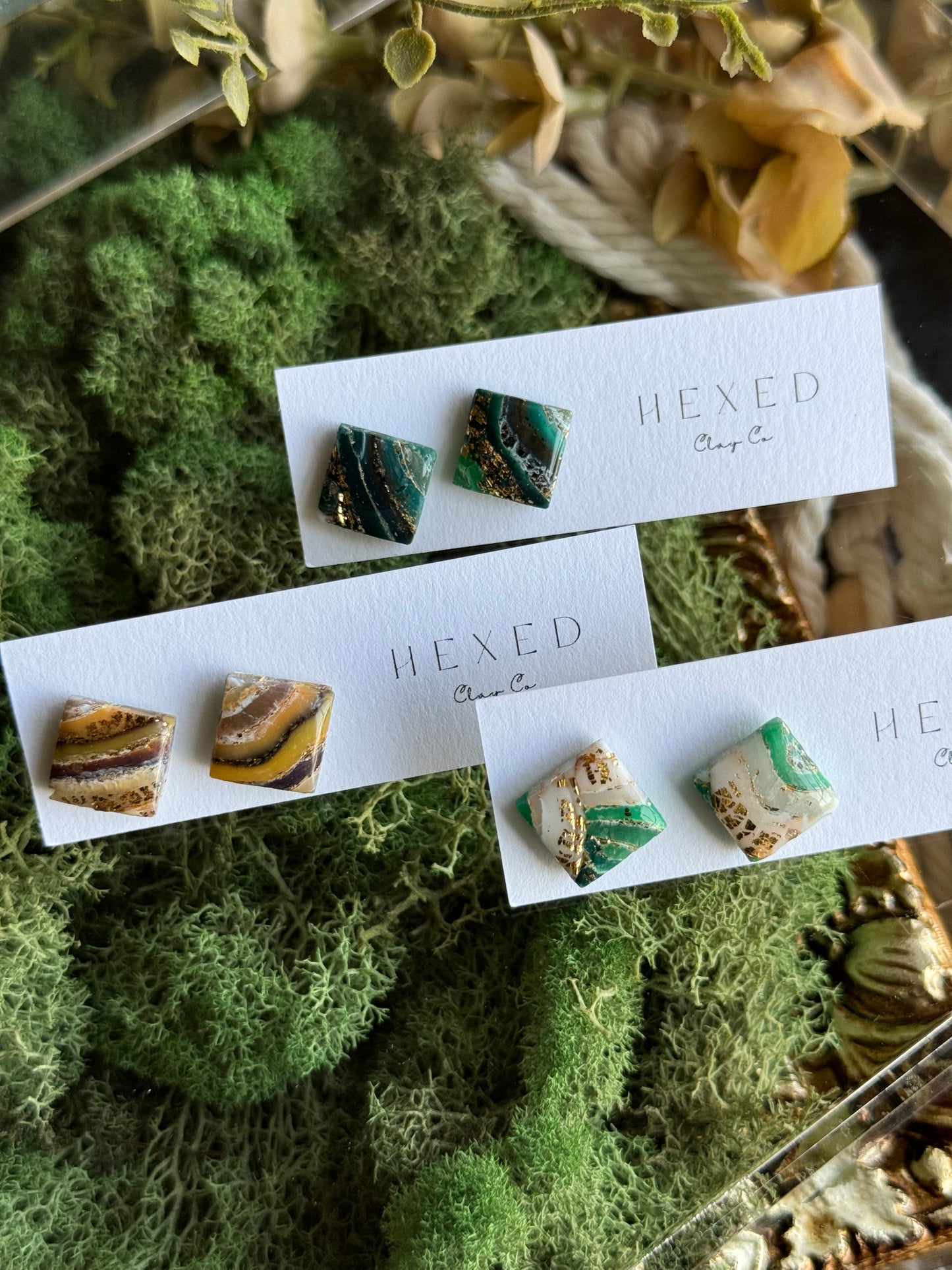 Earth Agate - Square Studs