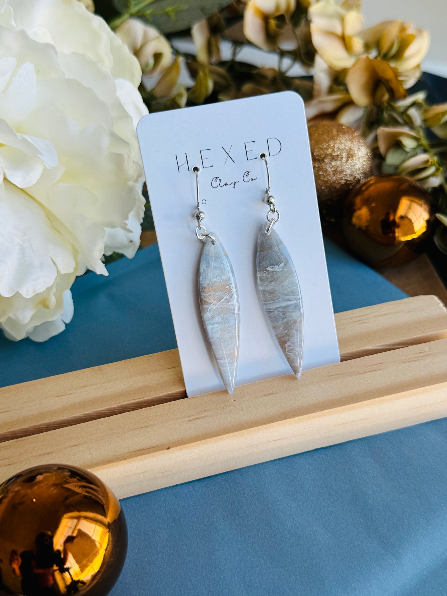 Winter Marble - Pointed Dagger Earring