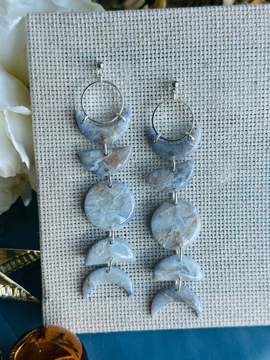 Winter Marble - Moon Phase Earrings