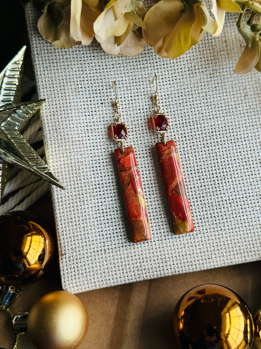 Holiday - Metallic Marble Long Rectangle Earring