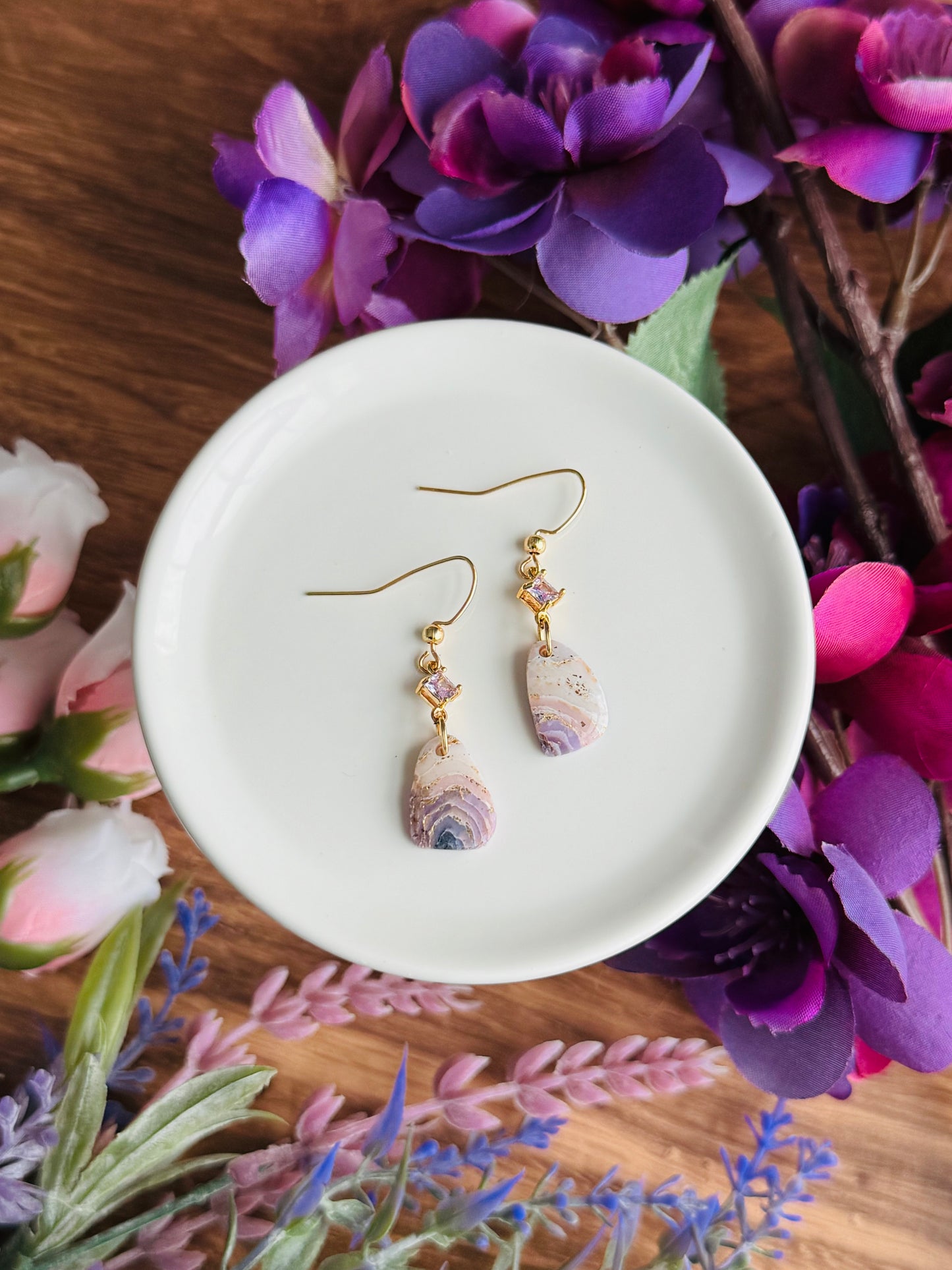 Purple Agate - Little Pebble Dangles