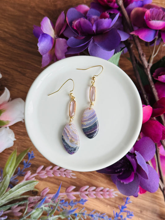 Purple Agate - Oblong Pebble & Gem Dangles