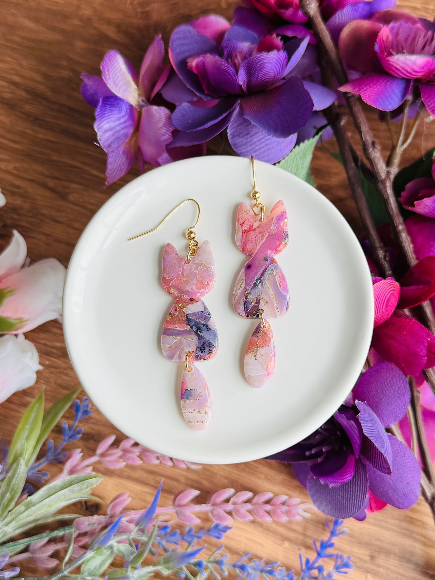 Purple Agate - Cat Dangles