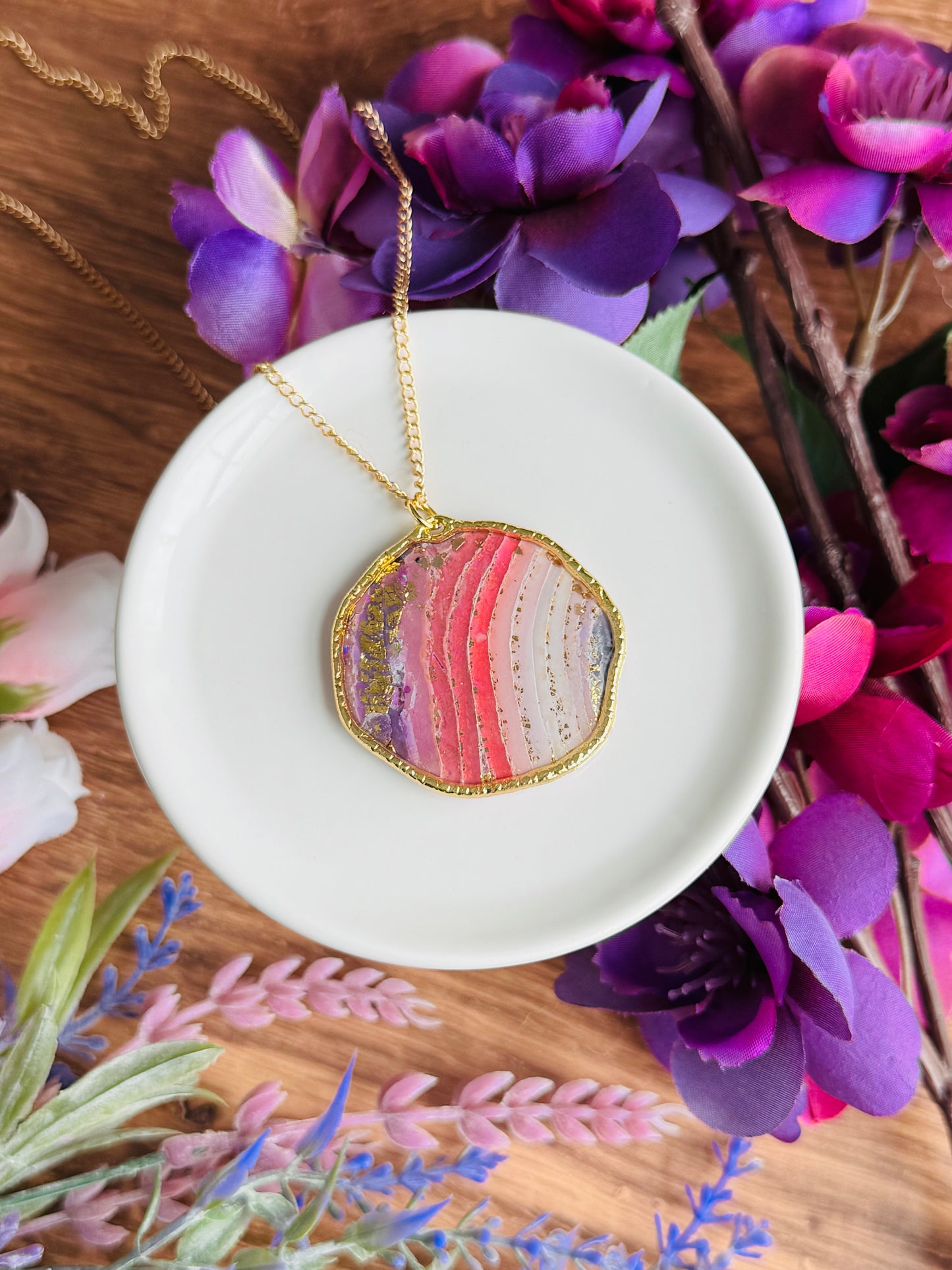 Purple Agate - Large Pebble Necklace