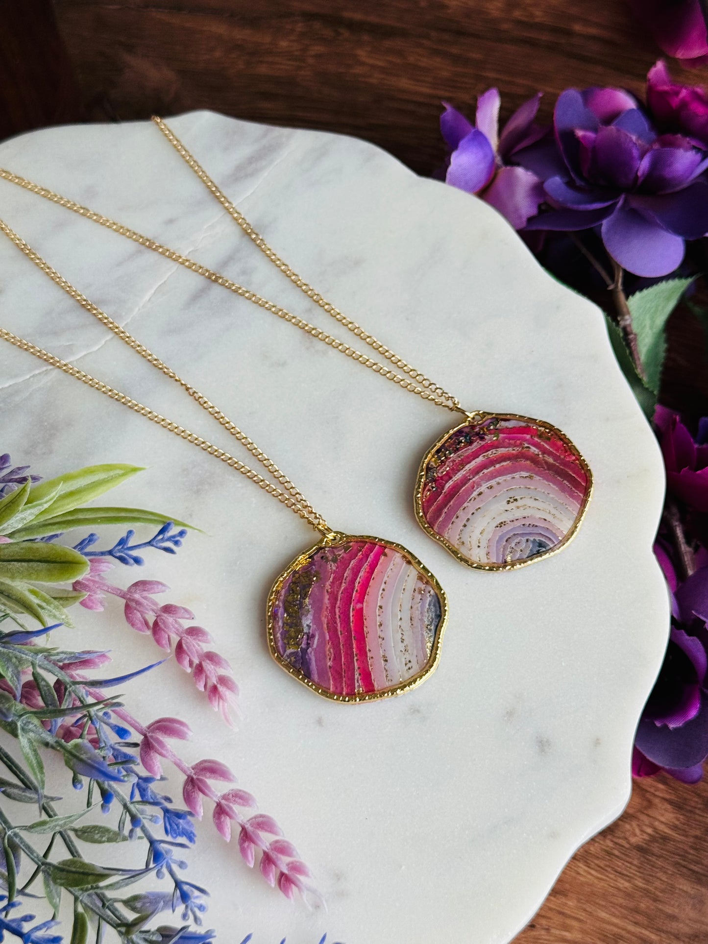 Purple Agate - Large Pebble Necklace