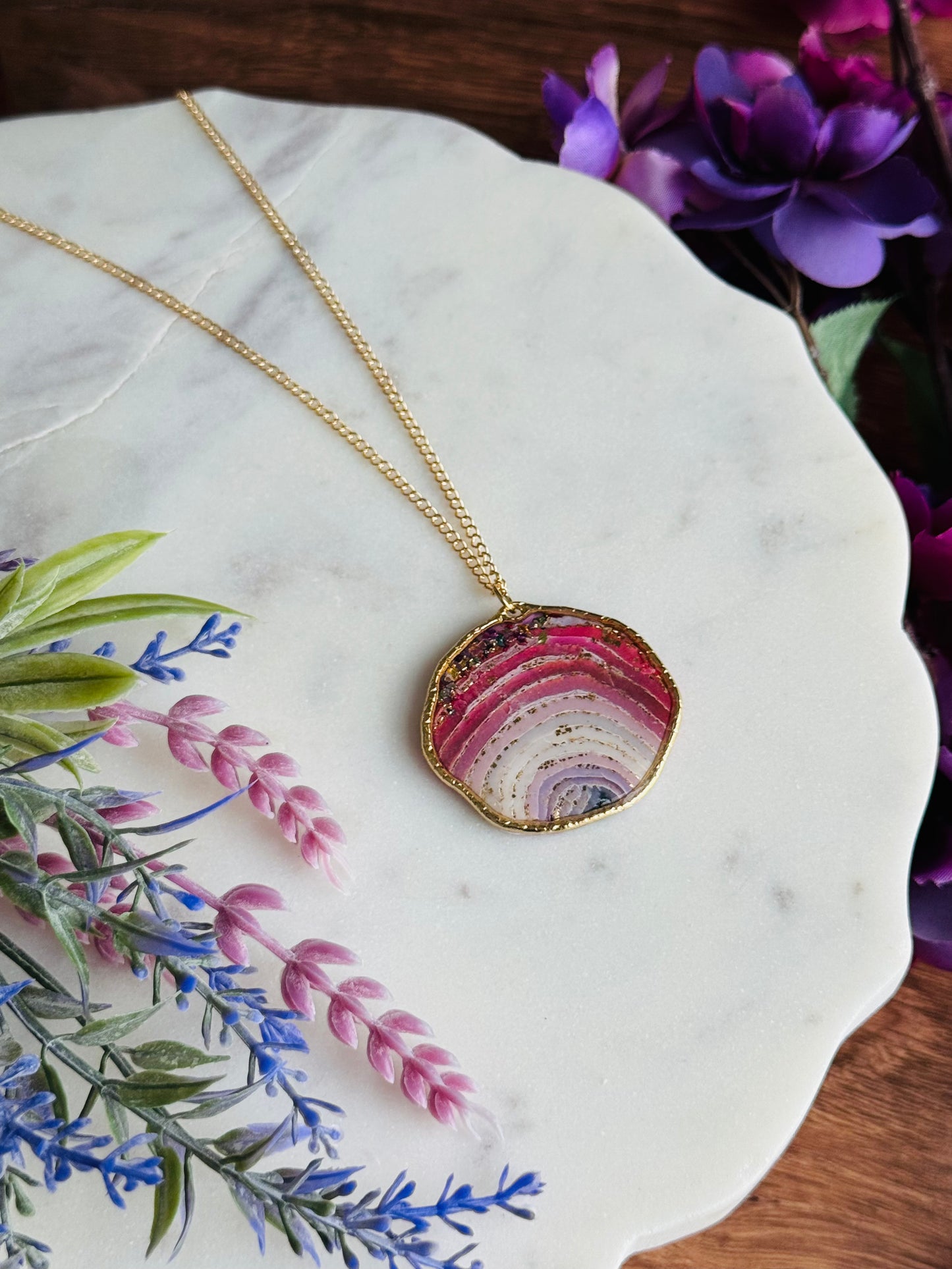 Purple Agate - Large Pebble Necklace