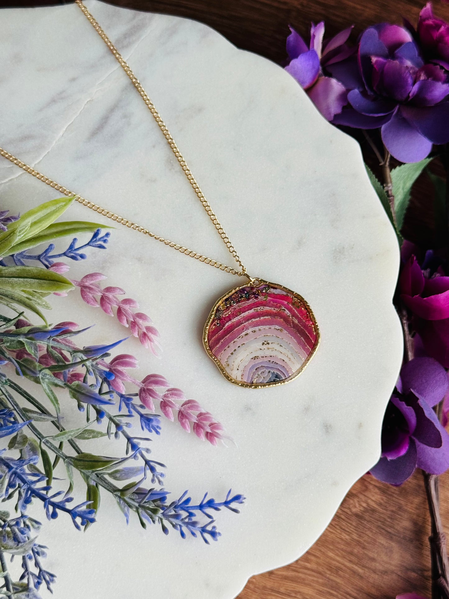 Purple Agate - Large Pebble Necklace
