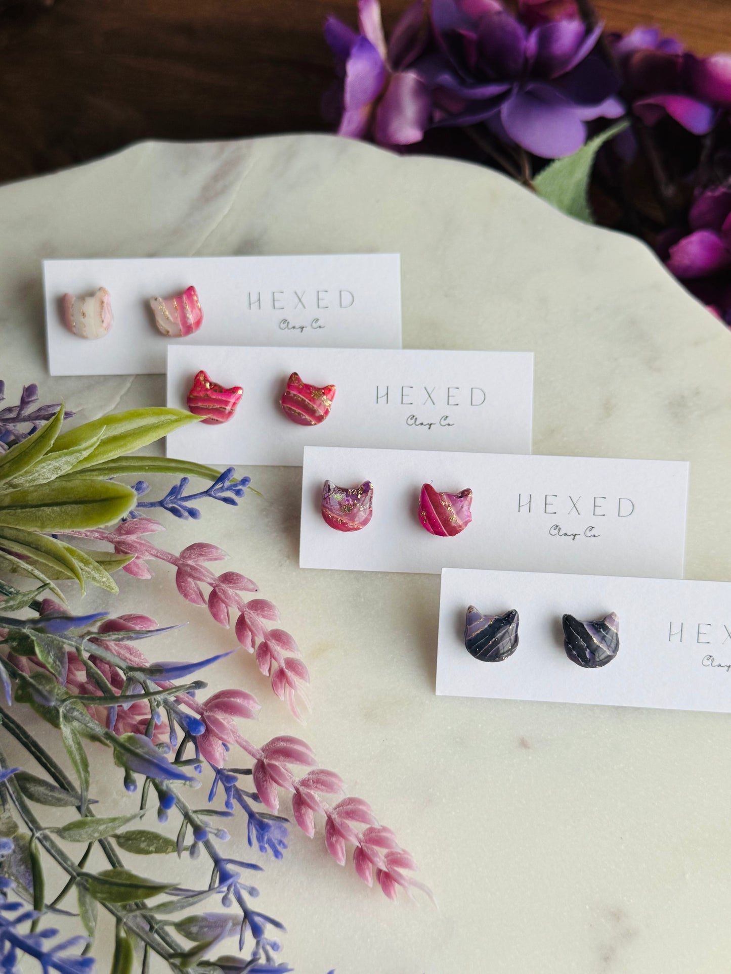 Purple Agate - Mini Cat Studs