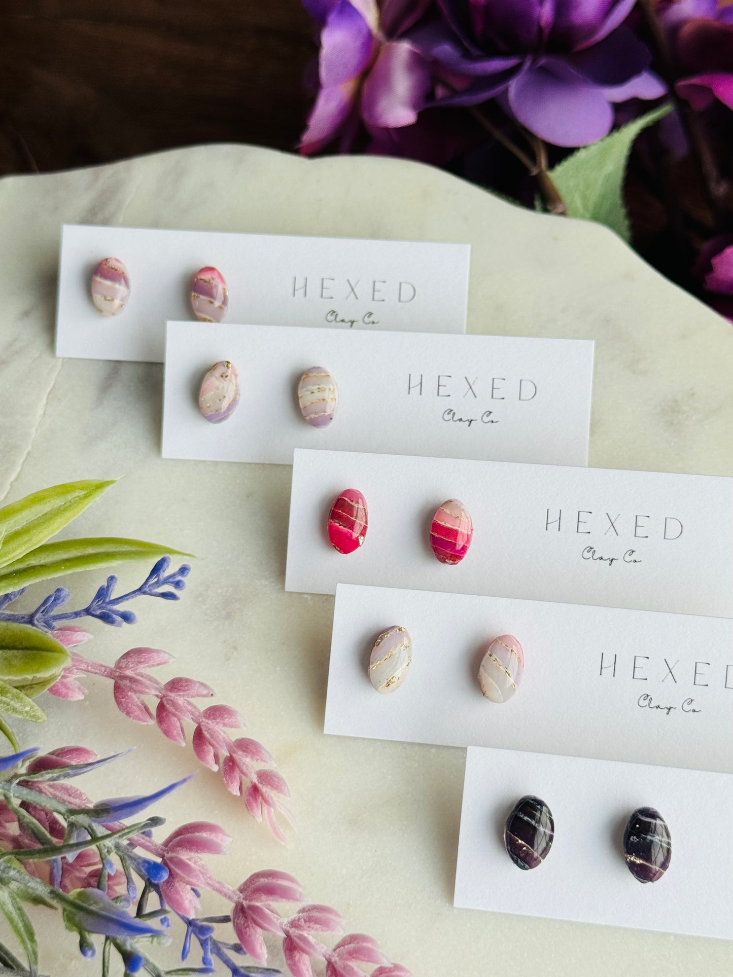 Purple Agate - Egg Studs