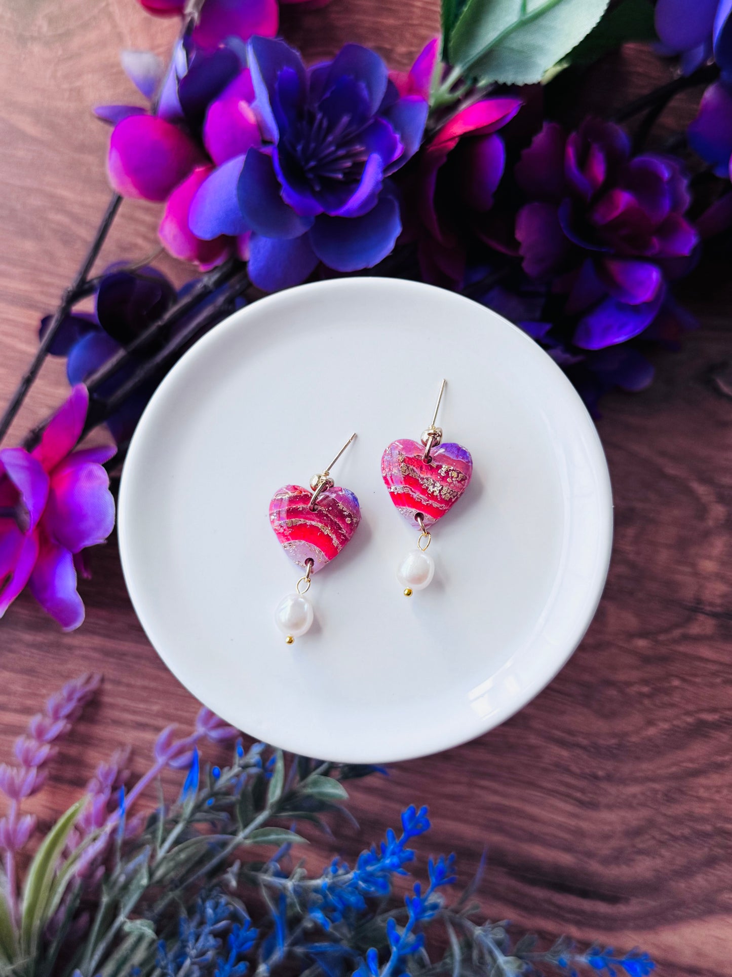 Purple Agate - Pearly Hearts