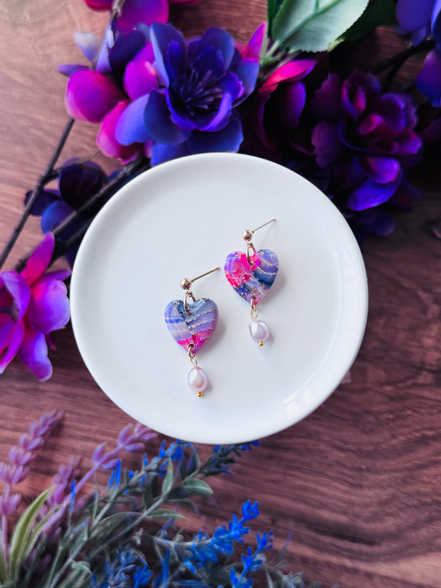 Purple Agate - Pearly Hearts