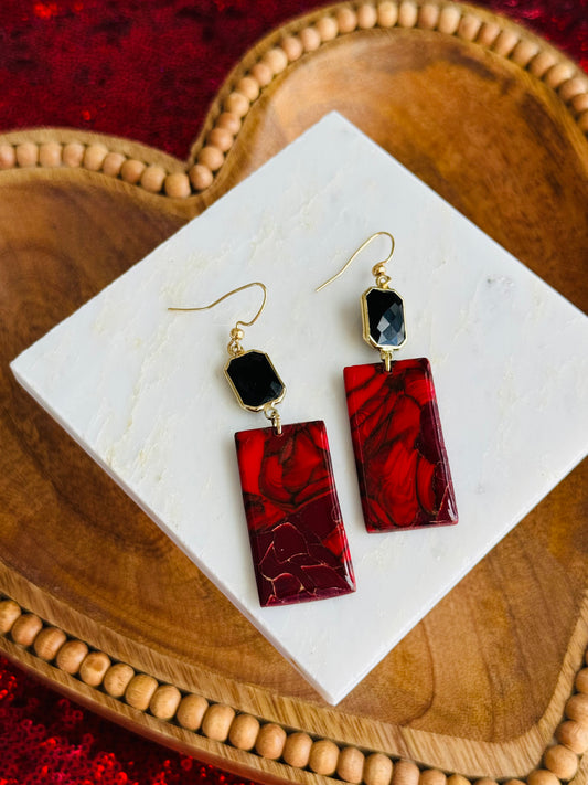 Red Jasper - Large Rectangle Earrings