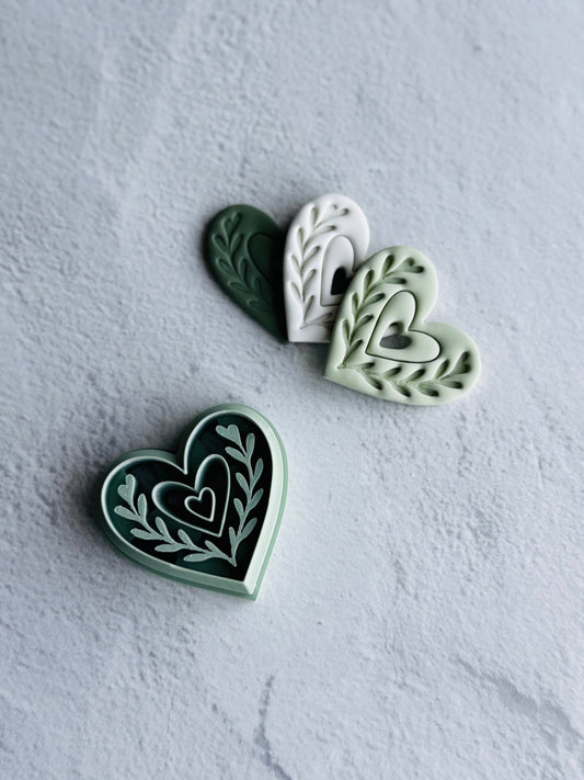 Heart with Leaves Imprint Cutter