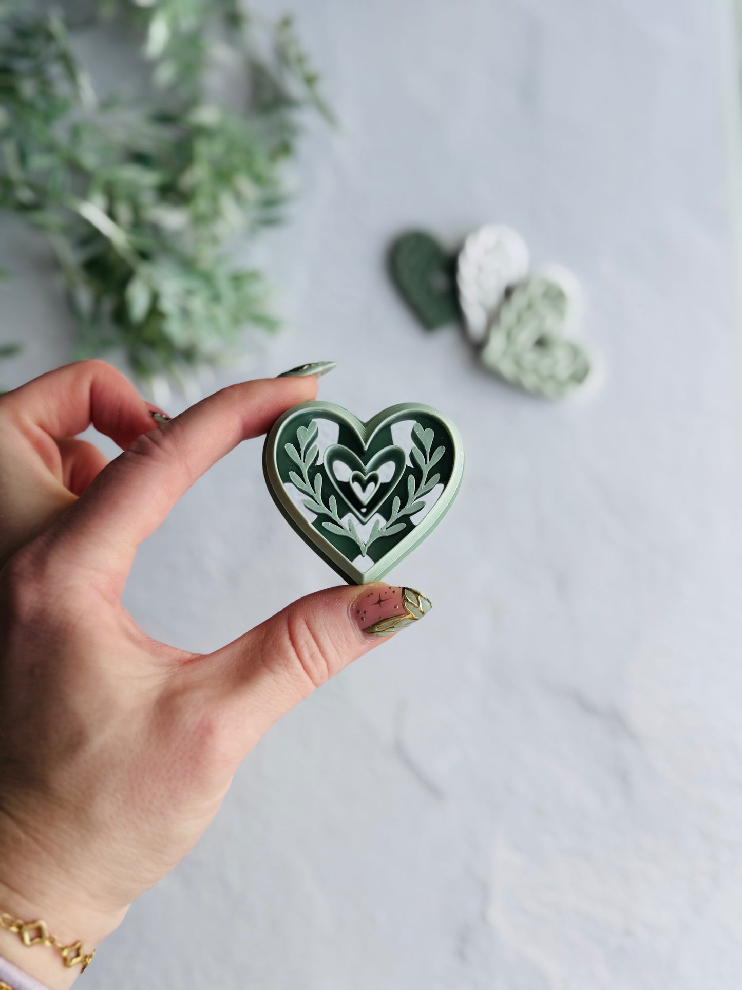 Heart with Leaves Imprint Cutter