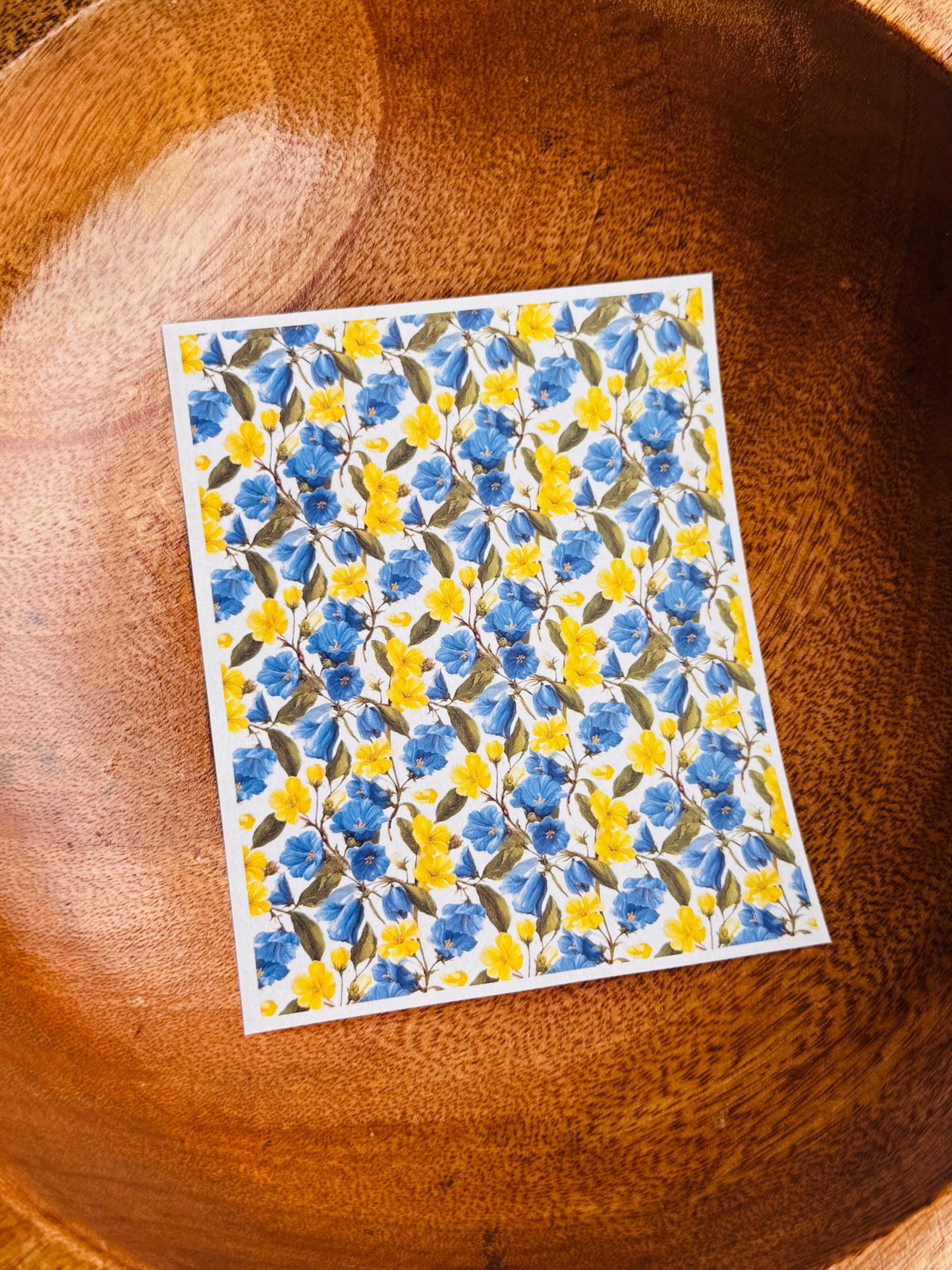 Blue & Yellow Flowers Small Transfer Paper