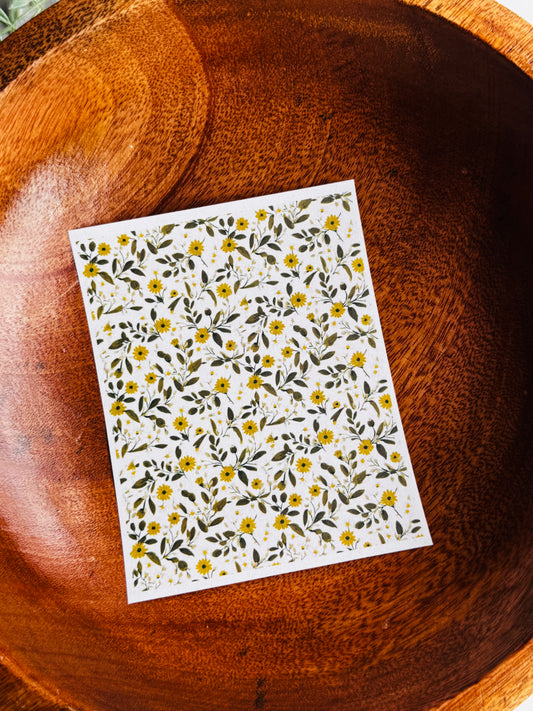 Olive & Green Small Flowers Transfer Paper