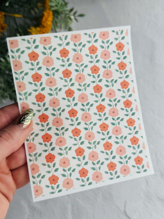 Cutesy Peach Flowers Transfer Paper