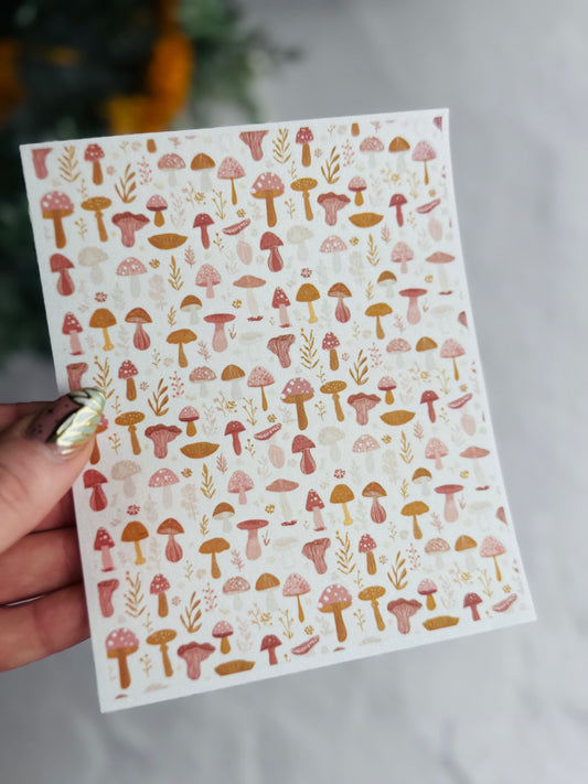 Mauve & Gold Shrooms Transfer Paper