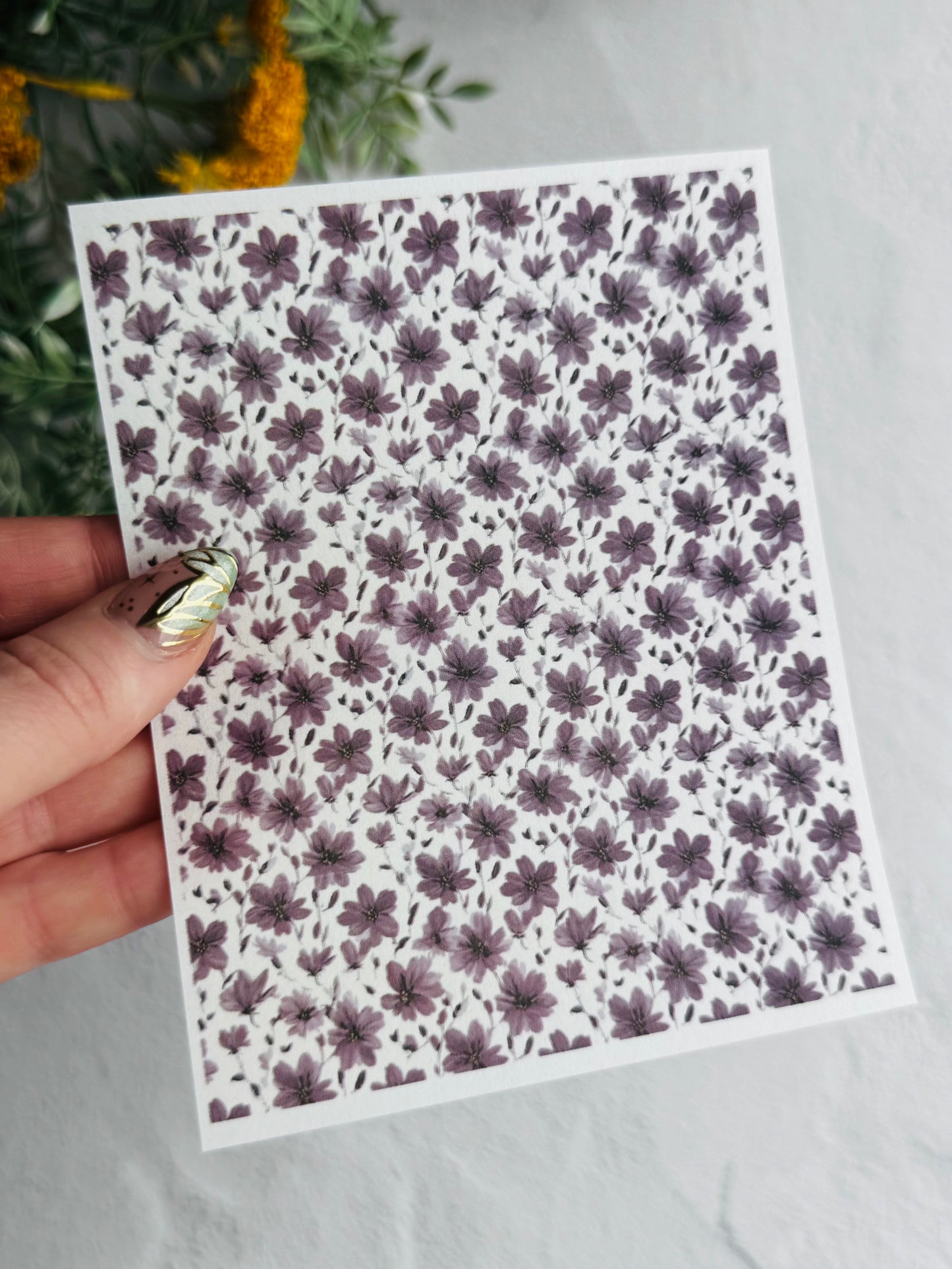 Plum Purple Floral Transfer Paper