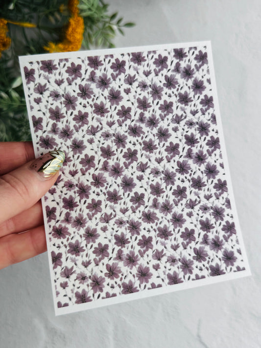 Plum Purple Floral Transfer Paper