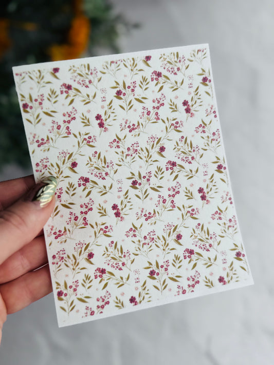 Raspberry & Olive Floral 2 Large Transfer Paper