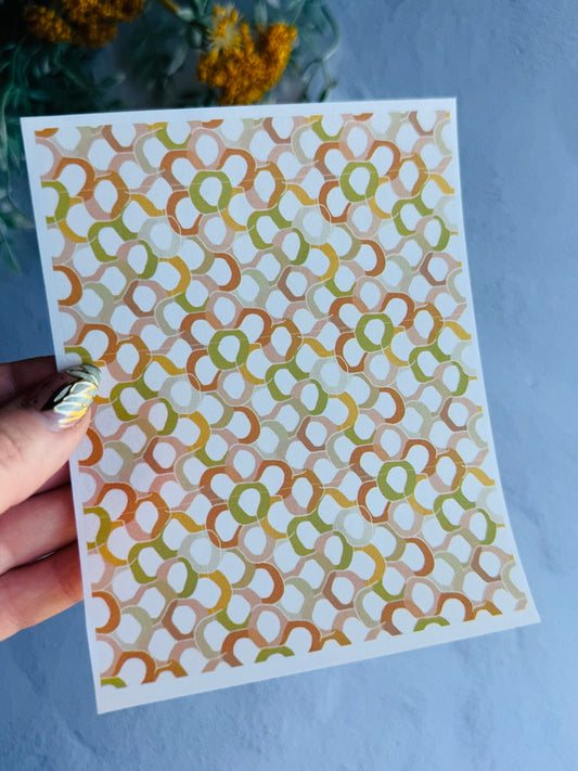 Olive & Peach "Candy Rings" Transfer Paper