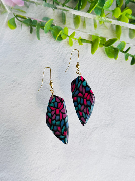 Jewel Stained Glass - Large Organic Pebble Earrings