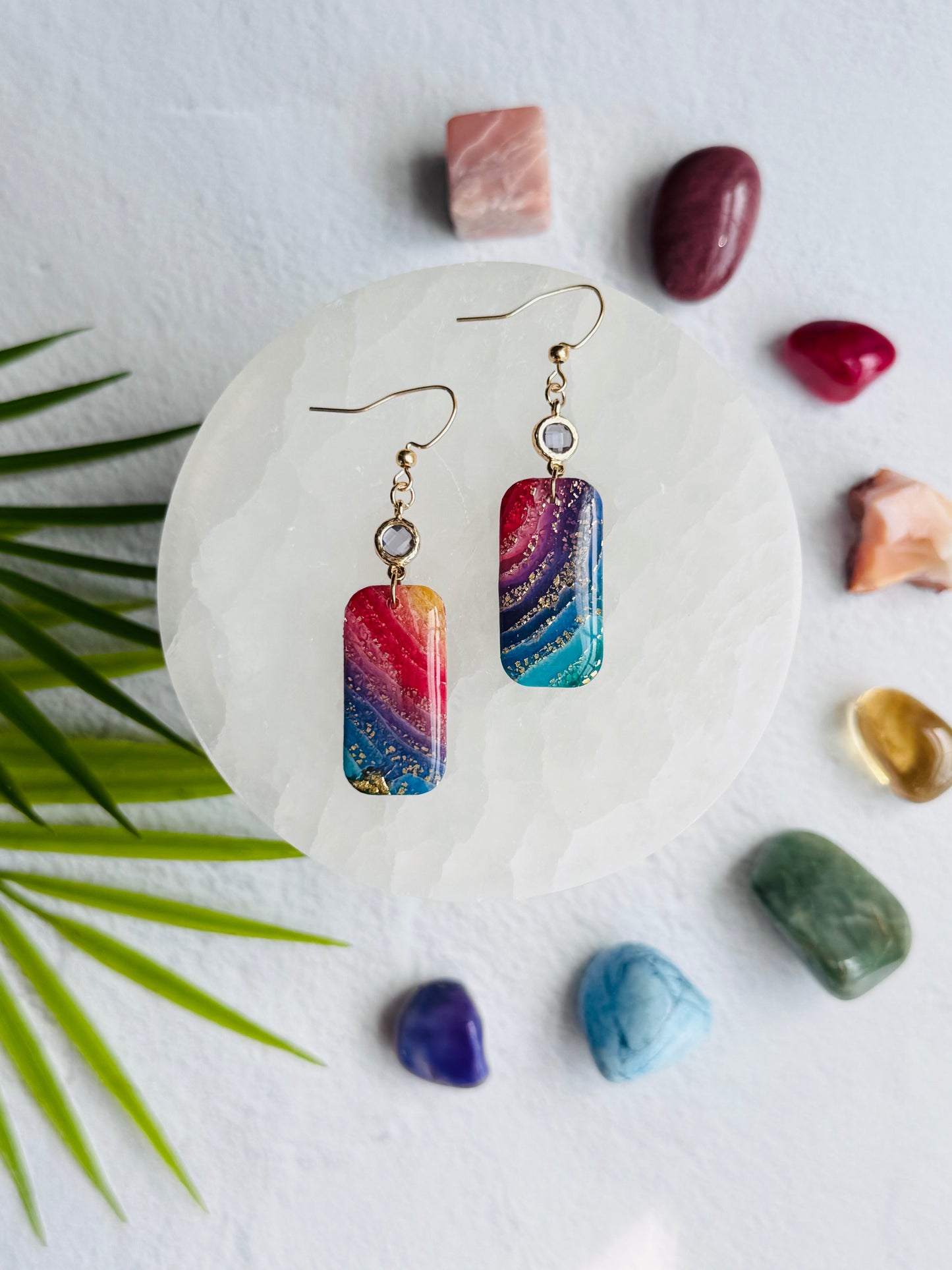 Rainbow Agate - Rounded Rectangle & Gem