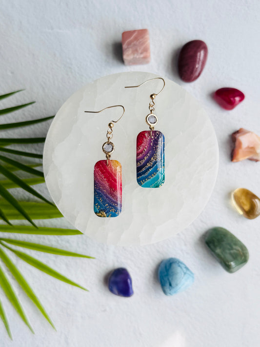 Rainbow Agate - Rounded Rectangle & Gem